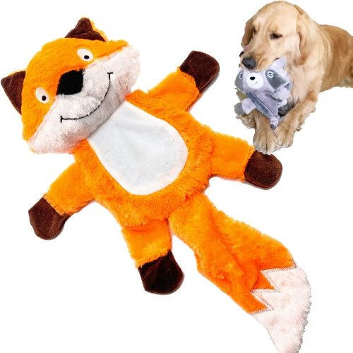 5-Pack Premium Corduroy Plush Squeaky Toy Bundle plus 1 Large Plush Fox for Medium & Large Dogs