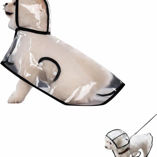 Transparent Hooded Rain Poncho for Medium Dogs