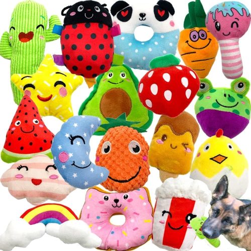 18-Pack Cute Stuffed Plush Squeaky Dog Toy Bulk Set for Small & Medium Pets