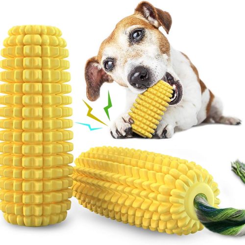 Durable Squeaky Corn Stick Chew Toy for All Breed Aggressive Chewers, Supports Puppy Teething