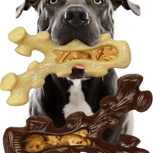 2-Pack Tough Chew Bones for Medium/Large Aggressive Chewers, Teeth Cleaning & Training, Boredom Relief