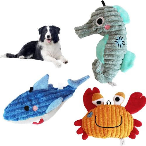 3-Pack Durable Fabric Crinkle & Squeaky Plush Chew Toys for Small & Medium Dogs and Puppies