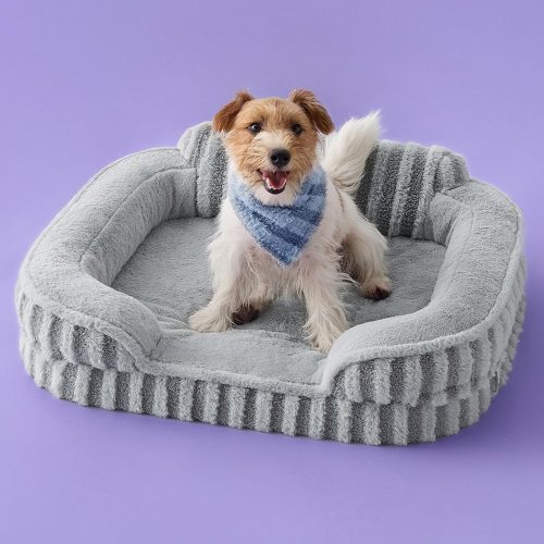 Grey high back sofa style pet bed