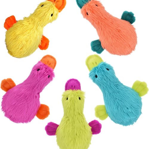 Single Plush Filled Dog Toy in Assorted Colors, Squeaky Fun